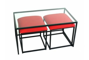 Nesting Coffee and Red Ottoman (50% Tables - Coffee 50% Ottomans) in Orlando