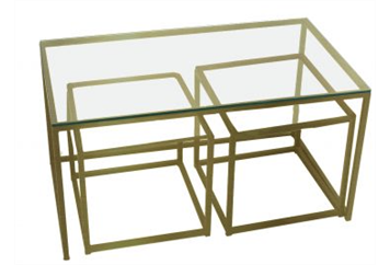 Nesting Gold Table with glass endtables (Tables - Coffee Tables - End) in Orlando