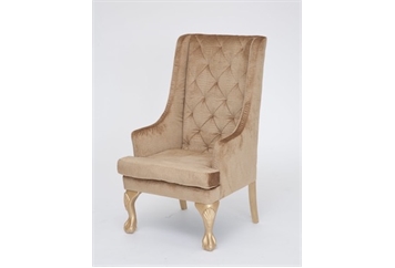 High Back Wing Chair - Gold Tufted in Orlando