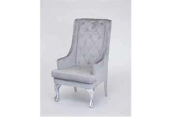 High Back Wing Chair - Silver Tufted in Orlando
