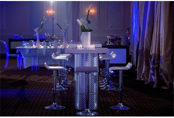 Diamond Plate Highboy Table White Top in Miami, Ft. Lauderdale, Palm Beach