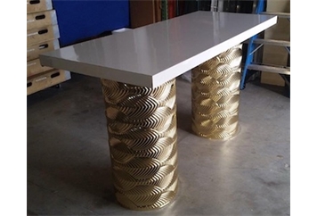 Gatsby Gold Highboy Table Large - White Top in Orlando