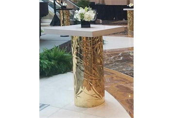 Gold Petals Highboy Table - White Top in Orlando