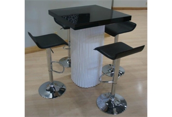 White Wave Highboy Table - Black Top in Orlando