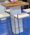 Alpine Highboy Table - White with Plank Wood Top in Orlando