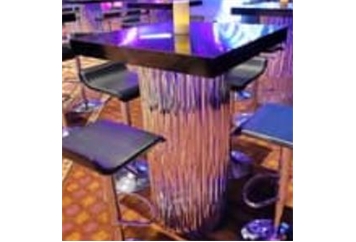 Mirror Wave Highboy Table - Black Top in Orlando