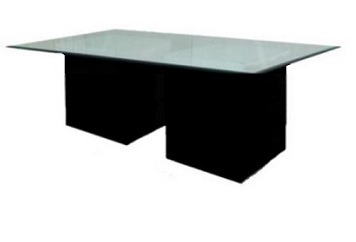 Leather Black Dining Table - Glass Top (Tables - Dining) in Orlando
