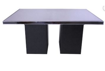 Leather Black Dining Table - Mirror Top (Tables - Dining) in Orlando