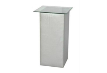 Leather Silver Highboy Table - Glass Top (Tables - Highboy) in Orlando