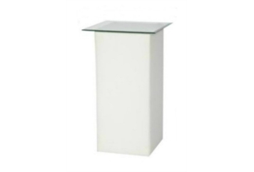 Leather White Highboy Table - Glass Top (Tables - Highboy) in Orlando