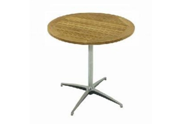 Easy Chrome Base Teak Top Cafe Table (Tables - Cafe) in Orlando