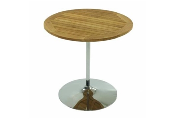 Easy Chrome Tulip Base Teak Top Cafe Table in Naples, Marco Island, Ft. Myers