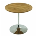 Easy Chrome Tulip Base Teak Top Cafe Table in Miami, Ft. Lauderdale, Palm Beach