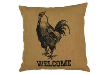 Pillow - Burlap Rooster "Welcome" in Miami, Ft. Lauderdale, Palm Beach