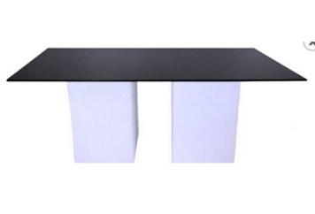 Leather White Dining Table - Black Vinyl Top in Naples, Marco Island, Ft. Myers