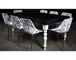 Black Gloss Dining Table - White Legs in Naples, Marco Island, Ft. Myers