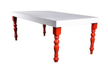 White Gloss Dining Table - Red Legs in Naples, Marco Island, Ft. Myers