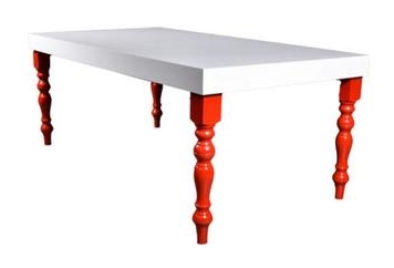 White Gloss Highboy Table Large - Red Legs in Naples, Marco Island, Ft. Myers