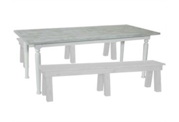 Whitewash Farm Table + 2 Whitewash Farm Bench Package in Naples, Marco Island, Ft. Myers