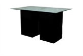 Leather Black Highboy Table Large w/Glass Top in Orlando