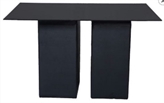 Leather Black Highboy Table Large - Black Glass Top in Orlando