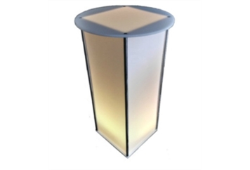 LED Acrylic Silver Trim Highboy Table - Round Top in Orlando