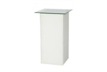 Leather White Highboy Table - Glass Top in Orlando