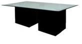Leather Black Dining Table - Glass Top in Orlando