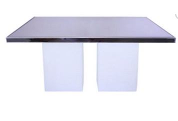 Leather White Dining Table - Mirror Top in Orlando