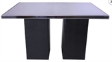 Leather Black Highboy Table Large - Mirrored Top in Orlando