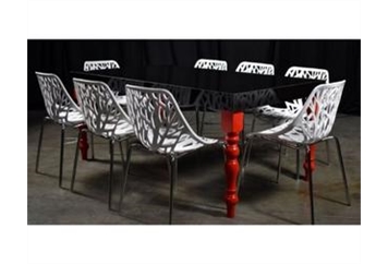 Black Gloss Dining Table - Red Legs in Orlando