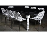 Black Gloss Dining Table - White Legs in Orlando