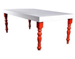White Gloss Dining Table - Red Legs in Orlando