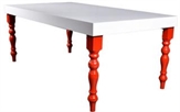 White Gloss Highboy Table Large - Red Legs in Orlando