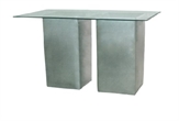 Leather Silver Highboy Table Large w/Glass Top in Miami, Ft. Lauderdale, Palm Beach