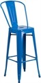 Marais Metal Barstool with Back - Blue in Miami, Ft. Lauderdale, Palm Beach