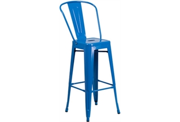 Marais Metal Barstool with Back - Blue in Miami, Ft. Lauderdale, Palm Beach