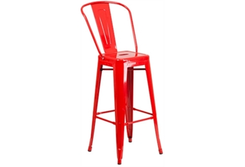 Marais Metal Barstool with Back - Red in Miami, Ft. Lauderdale, Palm Beach