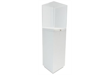 Display Pedestal White - Acrylic with Lock in Miami, Ft. Lauderdale, Palm Beach