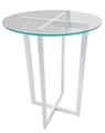 Industrial White Highboy Table Clear Glass in Miami, Ft. Lauderdale, Palm Beach