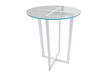 Industrial White Highboy Table Clear Glass in Miami, Ft. Lauderdale, Palm Beach