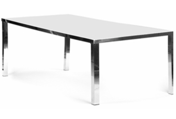 Mirage Dining Table White With Silver Legs in Miami, Ft. Lauderdale, Palm Beach