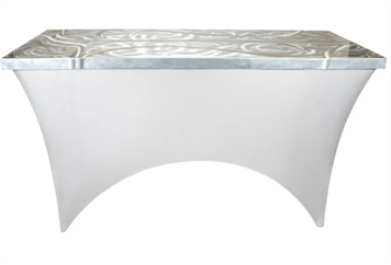 Swirl Metal Buffet Table with White Skirt in Miami, Ft. Lauderdale, Palm Beach