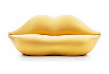 Lips Loveseat Gold in Miami, Ft. Lauderdale, Palm Beach