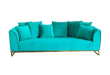 Velours Sofa Blue Aqua in Miami, Ft. Lauderdale, Palm Beach