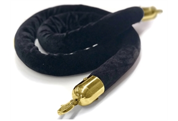 Stanchion Rope Black - Gold Clasps in Tampa, St Petersburg