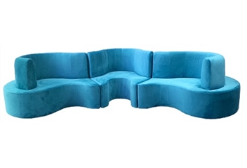 Cobra Curved Banquette - Aqua Blue in Naples, Marco Island, Ft. Myers