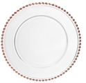 Clear Charger Plate with Rose Gold Beads in Miami, Ft. Lauderdale, Palm Beach