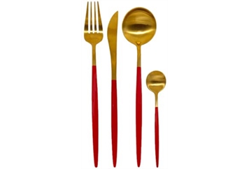 Goa Flatware - Red and Gold in Orlando