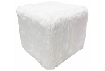 Cube Ottoman White Shag in Orlando